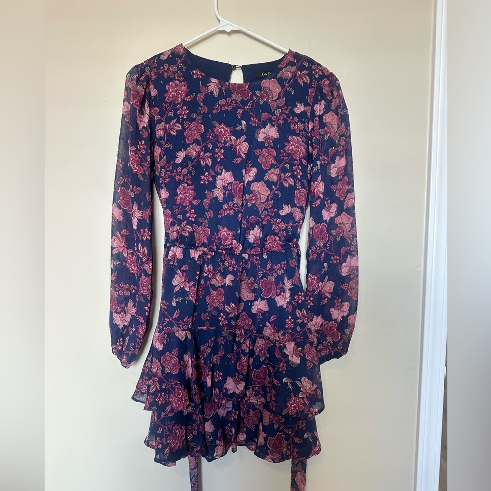 City Studio Navy and Pink Floral Mini Dress
